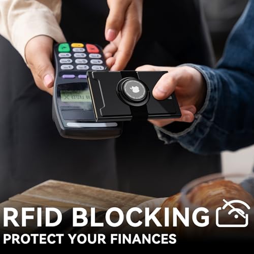 furid Smart Airtag Wallet Men: Metal Wallet with Airtag Holder - Apple Air Tag Wallet for Men Airtag, Slim Minimalist Pop Up Card Wallet4