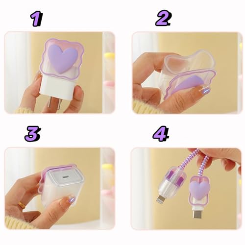 Protector de cargador USB morado que evita que el cable de tu iPhone se doble o rompa 7