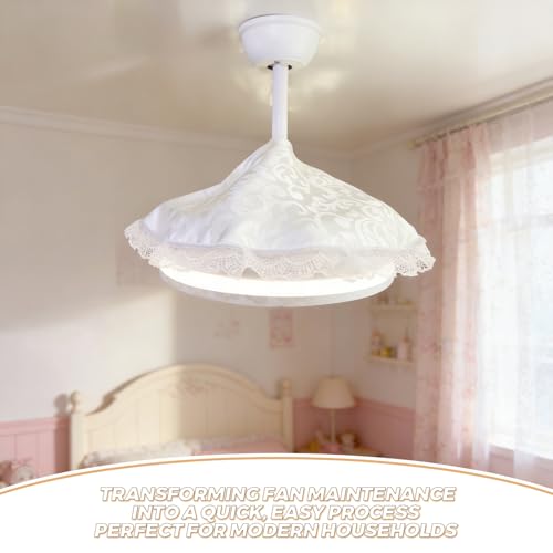 Cubierta antipolvo para luz de ventilador de techo de encaje lavable 4