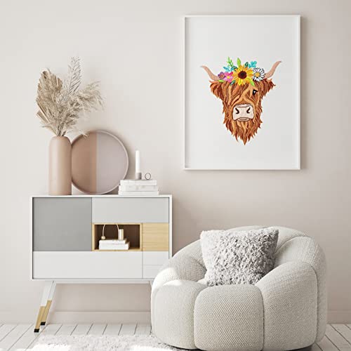 Image of Louise Maelys Animal Embroidery Kits for Beginners with Highland Cow Pattern,Adults Starter Cross Stitch Kit DIY Needlepoint