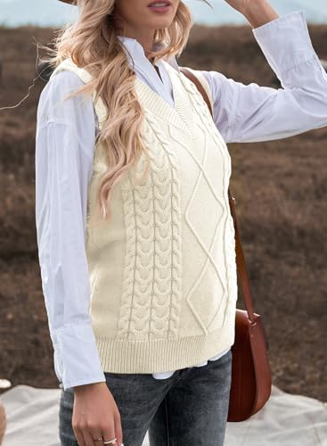 Image of EVALESS Oversized Sweater Vest for Women V Neck Sleeveless Solid Color Loose Pullover Sweater