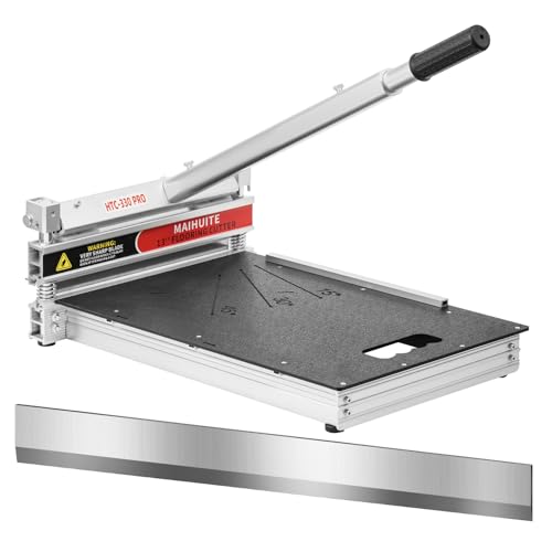 Laminatbodenschneider, 33 cm, mit Ersatzklinge, schneidet Laminat, Hartholz, Vinyl-Planken, LVT, LVP, SPC, WPC, VCT, Abstellgleis, verstellbarer Winkelschnitt, bis zu 17 mm dick, langlebige