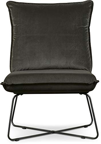 Sillón sin brazos moderno gris oscuro miniatura 6