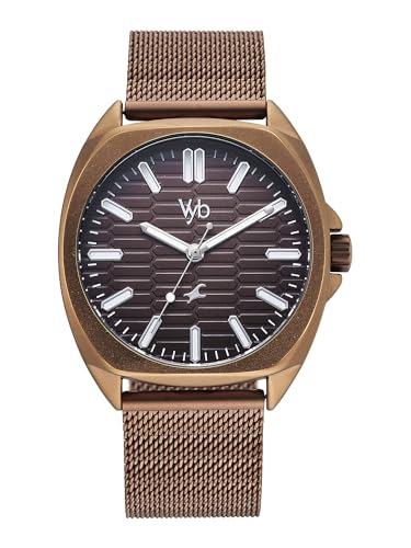 Fastrack Vyb Aviator with Quartz Analog Brown Dial Brown Stainless Steel Strap Watch for Men - FV30046QM02W