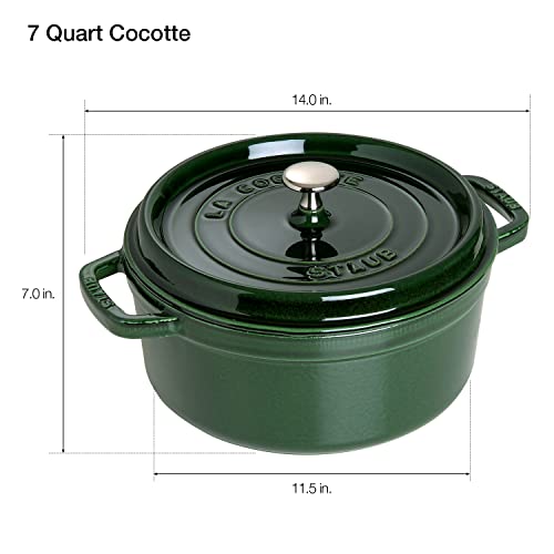 Image of Staub Cast Iron 7-qt Round Cocotte - Basil, Made in France