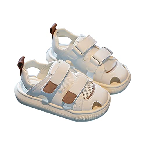 Baby Boys Girls Summer Sandals Soft Sole Closed-Toe Outdoor Leather Athletic Sandals Mesh Breathable Beach Shoes