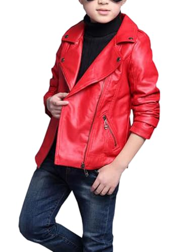 Boys Girls Motorcycle Leather Jacket for Kids Oblique Zipper Moto Biker Leather Jackets Coats Aged 3-124