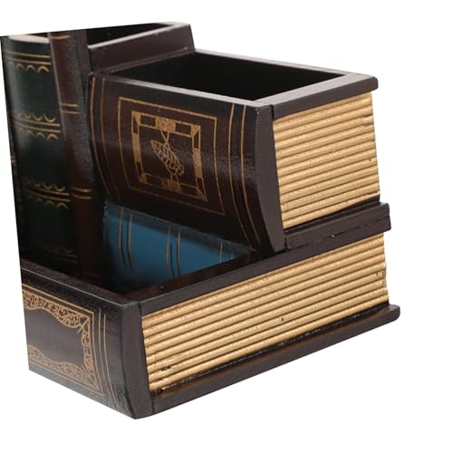Organisateur de bureau rétro livre boîte de rangement stylos robuste