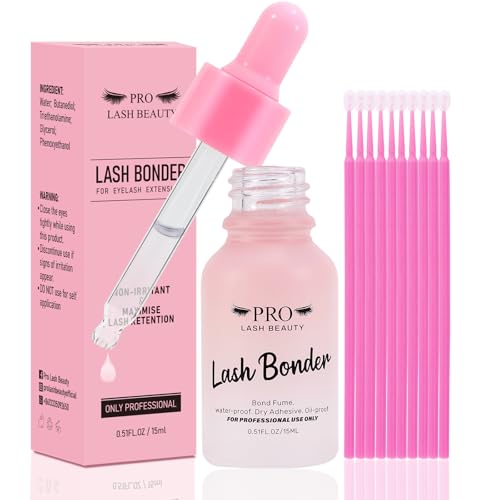 PRO Lash Bonder for Eyelash Extensions Super Bonder Glue Accelerator with 10Pcs cotton swab Lash Extension Sealant Longer Retention Waterproof Oil-proof Special Dropper design for Dose Control 15ml
