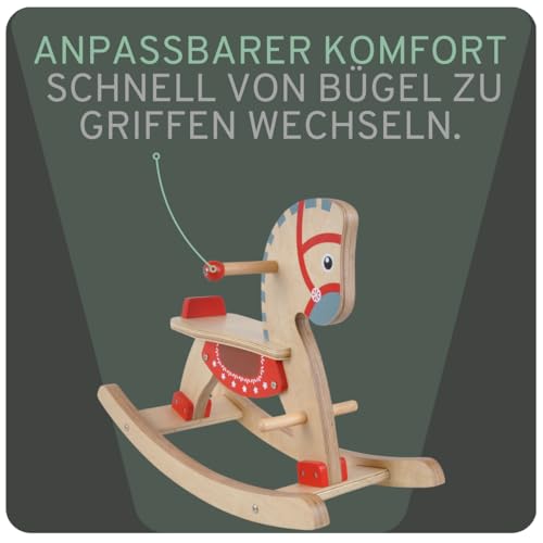 Bandits & Angels Schaukelpferd mit abnehmbarem Steigbügel ab 1 Jahr – Sitzhöhe 28 cm – Schaukelpferd aus Holz – für Jungen und Mädchen – Schaukeltier – Bild 6