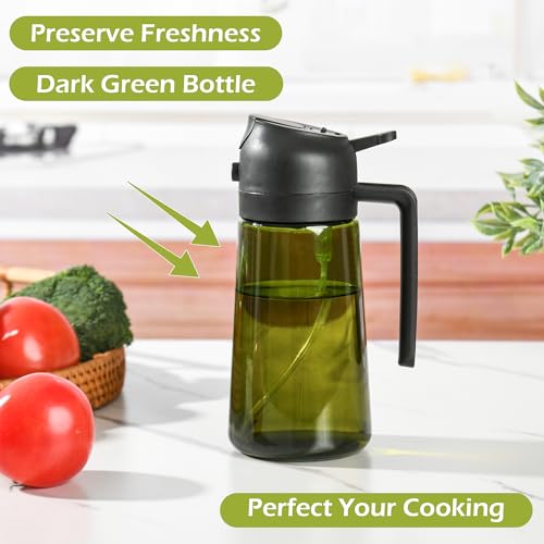 Image of Kitchen Maiden 2 In 1 Oil Dispenser, Kitchenmaiden 2-in-1 Oil Dispenser and Oil Sprayer,16 oz Olive Oil Dispenser Bottle, Olive Oil Dispenser & Oil Sprayer For Kitchen