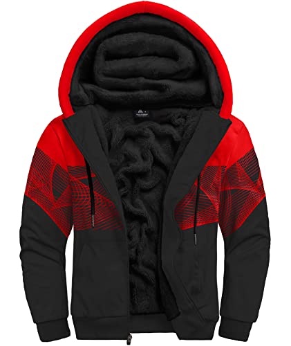 Image of GEEK LIGHTING Mens Fleece Lined Hoodies Zip Up Waffle Knit Thicken Hooded Sweatshirts Winter Jackets