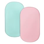 Bassinet Sheet Set 2 Pack Fitted Bassinet Sheets for Baby Girl, Universal Microfiber Soft Cradle Sheets for Oval Rectangle and Hourglass Mattress, Blue and Pink