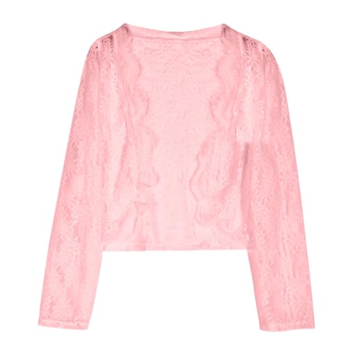 Women's Sheer Floral Lace Shrugs Elegant Dressy 3/4 Sleeve Bolero See Through Open Front Cropped Cardigan for Dress4