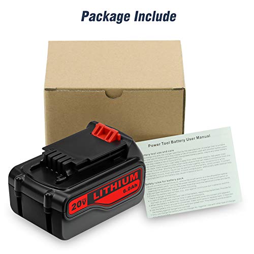 6.0Ah 20 Volt LB2X4020 Replacement Battery Compatible with Black and Decker 20V Lithium Battery LBXR20 LB20 LBX20 LBXR2020-OPE LBXR20B-2 LST220