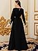 Elegant Muslim Dress with Gold Embroidered Evening Gown, Traditional Islamic Attire(Black,L)