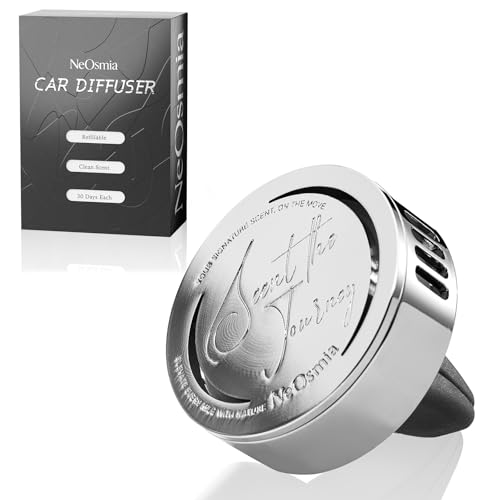 NeOsmia Car Air Freshener Vent Clip, 5 Pack Refills, Essential Oil Car Diffuser (1 Metal Clip + 5 Fragrance Pads), Long Lasting Scent for Auto and Home, Easy to Clip on Vent, Black, Oceanic Breeze