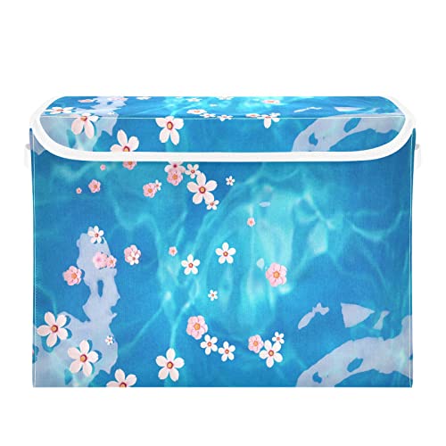 Mnsruu Storage Boxes with Lids, Pink Flowers Floating Water 3d Large Storage Basket Organizer Shelves Cube Bin Toy Clothes Underbed - Image 3