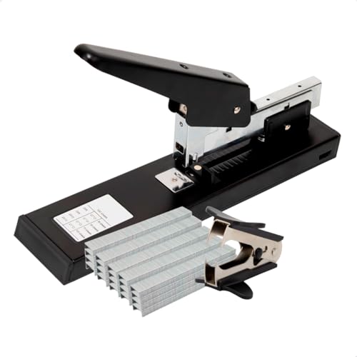 Grampeador Grande 100 Folhas De Mesa Profissional Reforçado Com Caixa de Grampos e Extrator Escritório Empresa Escola