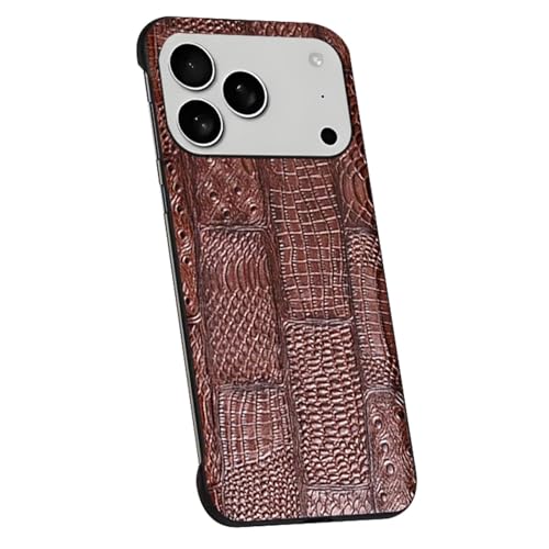 Coque iPhone 17 Air antichoc en cuir véritable marron avec protection
