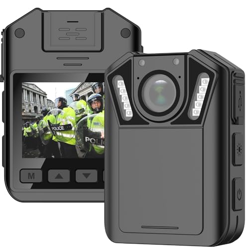 SRIKEKL Cámara corporal Ultra HD 1440P con audio y video, memoria de 128 GB, LCD 2.0, batería integrada que dura 12 horas de grabación, visión nocturna, mini cámara corporal portátil para uso personal