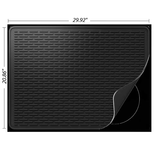Stove Top Cover for Electric Stove - Silicone Stove Mat for Glass Top, Glass Cooktop Protector, XL Dish Drying Mats For Kitchen,Oven Covers for Electric Stove (Black,30 x 21)