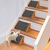 4 Pack Wooden Dog Ramp for Stairs Suits for Small Medium Dogs Cats, Pet Steps Stairs for Staircase for Dogs Cats Brown,Need Installation,13 * 9.8 * 5.1 inch
