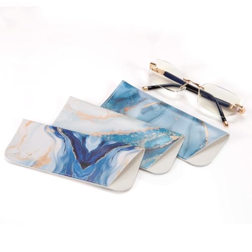 Image of TRIUMPH VISION Reading Glasses Pouch Eyeglass Sleeve Soft Case Slim 3 Pack | Alternative to Bulky Case Lightweight,Neoprene Lined Padded Protect Optical lens Slip in, Cute Pattern Portable for Daily Use