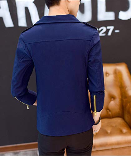 Men`s Motorcycle Slim Fit Scratched Zipper Up Biker Jean Denim Jacket4