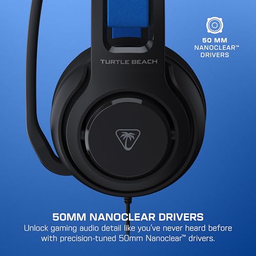 Image of Turtle Beach Atlas 200 Wired Multiplatform Gaming Headset for PS5, PS4, PC | PlayStation Licensed, 50mm Drivers, 3D Audio, Flip-to-Mute Mic, Memory Foam Earpads, Floating Headband, Lightweight, Black