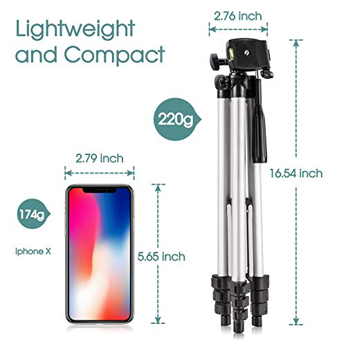 Kwithan Tripod, 50-inch Video Tripod for Cellphone and Camera, Universal Tripod with Wireless Remote & Cellphone Holder Mount