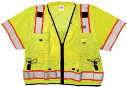 Kishigo S5010 Ultra-Cool Polyester Professional Surveyors Vest, 2X-Large, Lime