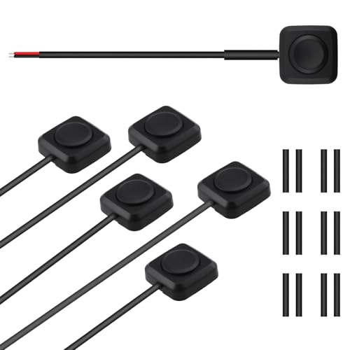 SATUY 6 Pcs Momentary Push Button Switch, Surface Mount ON/Off Horn Buttons, 12V 24V Small Momentary Switch with 12 inch Prewired Cables for Electronic Experiment, Industrial Control, Car Horn