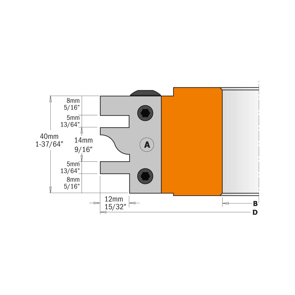 CMT 694.014.30 TESTA PER ANTINE INCASTRO M/F -FISSO- HW Z2 D=120X40X30