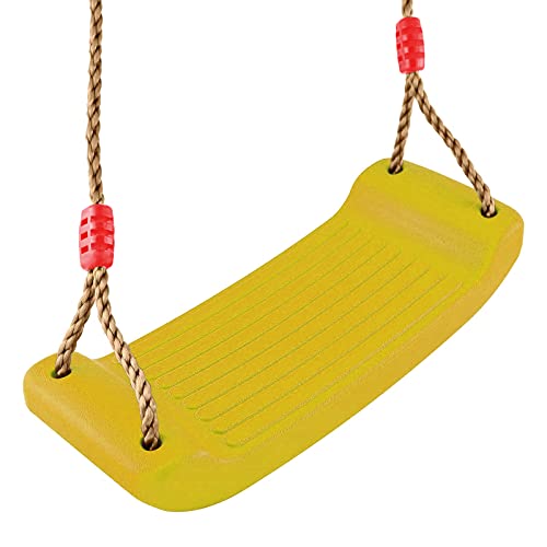 YIHATA Balançoire Enfant Exterieur, Balançoire en Plastique Siège, Siège Balancoire Interieur, Antidérapant Assise Balancoire, Balançoire à Hauteur Réglable (Jaune) Cover