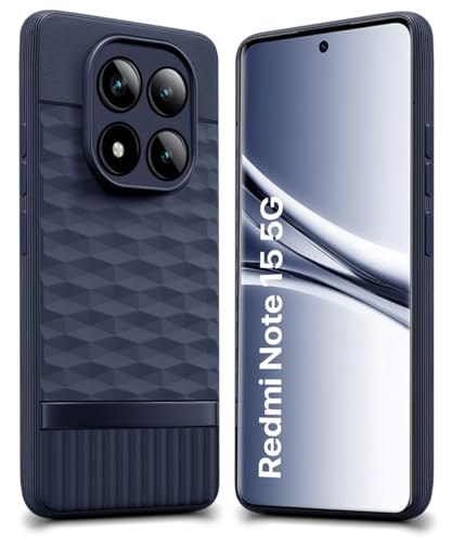 Image of WOW IMAGINE Back Cover for Mi Redmi Note 15 5G 2025 | Poco M8 5G with Hexa Cube Design | Slim Soft Rubberised Case | Inner Velvet Fabric | Silicone Flexible Mobile Case | Camera Protection - Blue