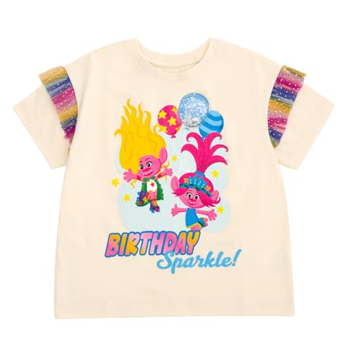 DreamWorks Trolls Birthday Girls T-Shirt Toddler to Big Kid Sizes (2T - 10-12)