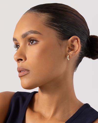 Image of PAVOI 14K Gold Plated Chunky Huggies Earrings for Women - 925 Sterling Silver Posts Small Gold Huggie Hoop Earrings - Ultra Thick Hoops Trendy Jewelry