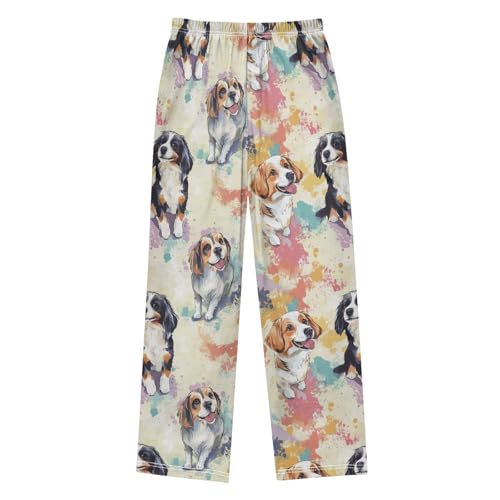 Dogs on Colored Boys Pants Boys Athletic Pants Long Pant for Boywith Pockets Wide-Leg Size 6-14Y2