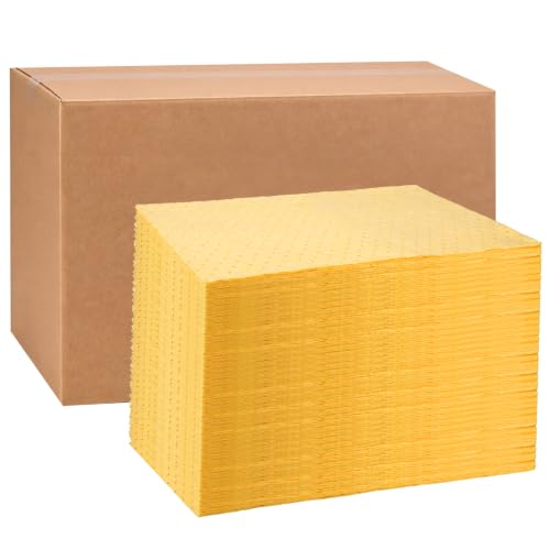 Image of Hoolerry 100 Pcs Oil Absorbent Pad for Spill, 12 x 15 Inch, Yellow