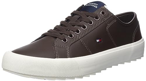 Tommy Hilfiger Hombre Sneaker vulcanizada Cleated Zapatillas, Marrón (Cocoa), 43 EU