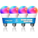 meross Smart RGBWW WiFi LED Bulbs, Apple HomeKit Compatible, 60W Equivalent, 900 Lumens, Multicolor, 4 Pack