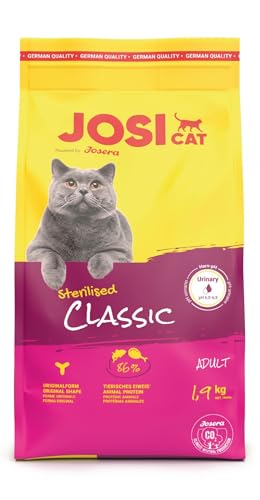 JosiCat Sterilised Classic (1 x 1,9 kg) | Adult | Premium Trockenfutter für kastrierte Katzen | mit wenig Fett und viel Protein | Powered by JOSERA | Katzenfutter | Alleinfuttermittel | 1er Pack