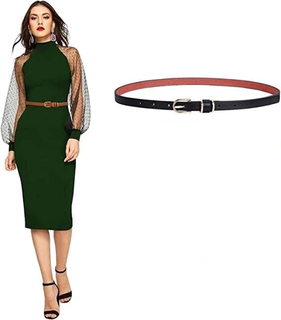 starflyer Skinny Women Leather Belt for Dresses Thin Waist Belt for Jeans Pants with Buckle Slim belt patti belt.-picture-5