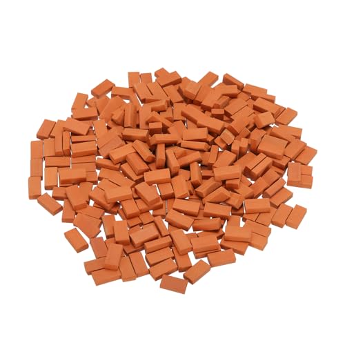 MECCANIXITY Miniature Bricks Clay Mini Wall Brick Model Brick Building Set for Model Building Dolls Pet Houses Garden Red Pack of 300 Scale 1/16 16x8x5mm/0.63x0.31x0.2