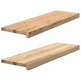 VidaXL Appuis De Fenêtre En Chêne Massif, Rebord De Fenêtre Non Traité, Lot De 2 Pièces, 80 X 30 X 2 Cm