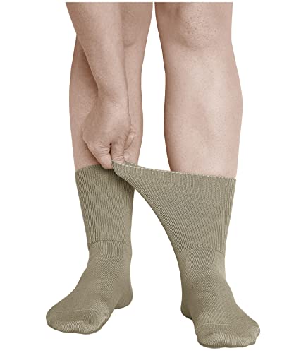 vitsocks Calcetines Extra Anchos No Aprietan Diabéticos Mujer (3 PARES) Sin Goma Antipresión Pies Diabetes Piernas Hinchadas, beige, 39-42