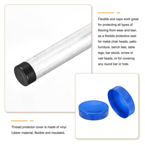 Image of uxcell 2pcs Rubber End Caps 225mm(8 7 /8 Inch) ID x 80mm(3 1 /8 Inch) H Vinyl Round Tube Bolt Cap Cover Screw Thread Protectors Blue