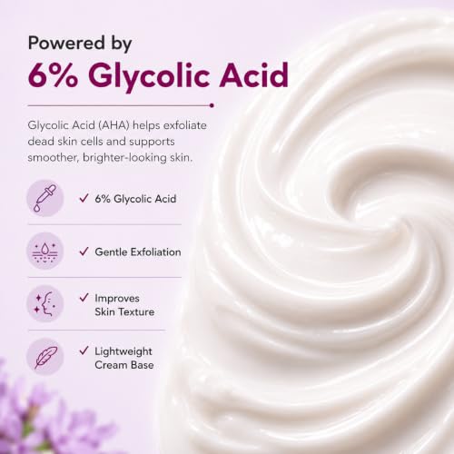 Image of Glyco 6 Glycolic Acid Face Cream 6% w /w | Exfoliating Cream for Acne, Pimples & Dark Spots | Unclogs Pores & Improves Skin Texture | Suitable for Dry & Acne-Prone Skin | 30g (Pack of 1)