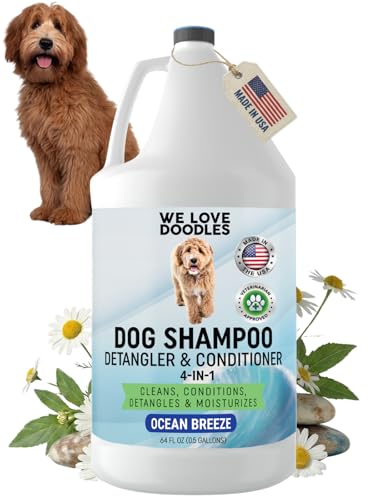 Dog Shampoo Half Gallon - Cleans Conditions & Detangles Goldendoodles Poodles & Doodle Shampoo - for Matted Pet Hair - Sensitive Skin Wash for Puppies - Made in The USA 64OZ (Ocean Breeze)